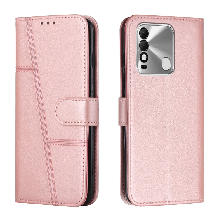 For Tecno Spark 8 Stitching Calf Texture Buckle Leather Phone Case