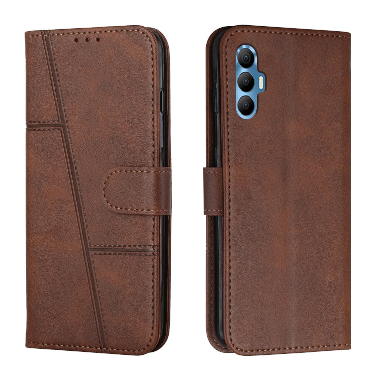 For Tecno Spark 8P Stitching Calf Texture Buckle Leather Phone Case