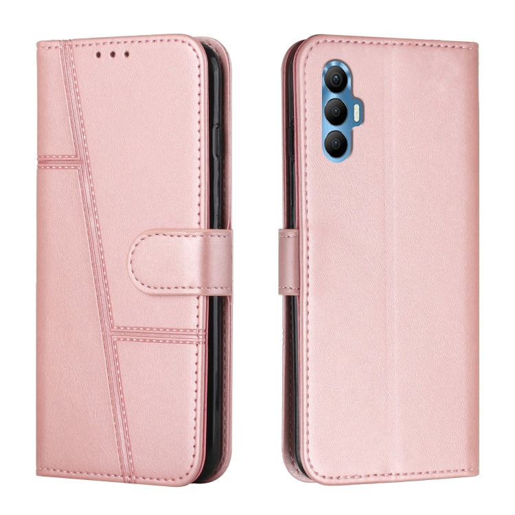 For Tecno Spark 8P Stitching Calf Texture Buckle Leather Phone Case