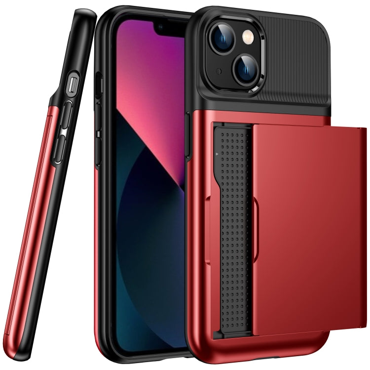 For iPhone 13 Push Card Armor Phone Case