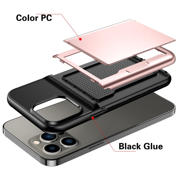 For iPhone 12 Pro Max Push Card Armor Phone Case