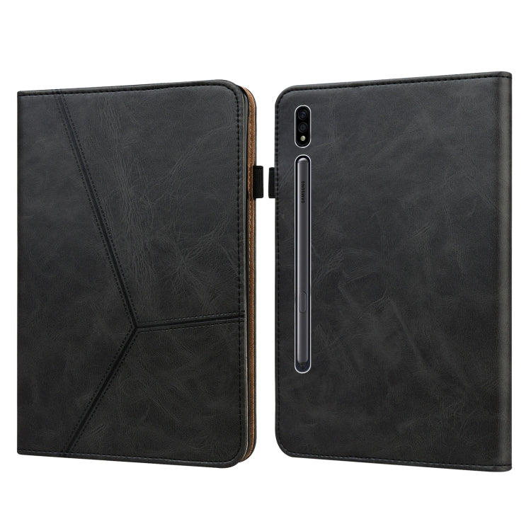 For Samsung Galaxy Tab S7 T870/T875/T876B Solid Color Embossed Striped Leather Tablet Case