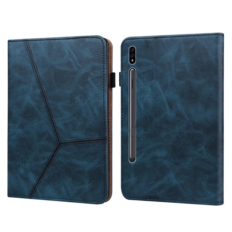 For Samsung Galaxy Tab S7+ T970 / S7 FE T730 Solid Color Embossed Striped Leather Tablet Case
