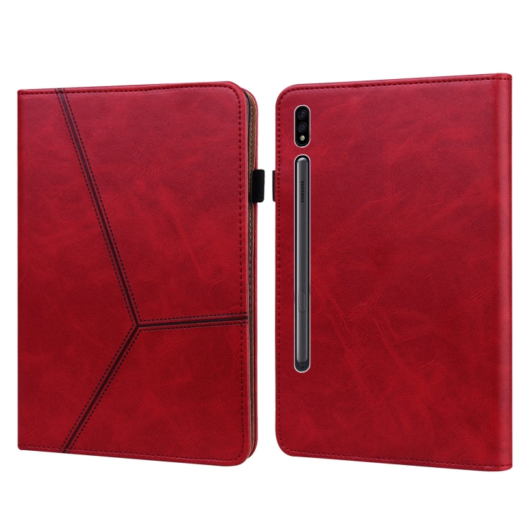 For Samsung Galaxy Tab S7+ T970 / S7 FE T730 Solid Color Embossed Striped Leather Tablet Case