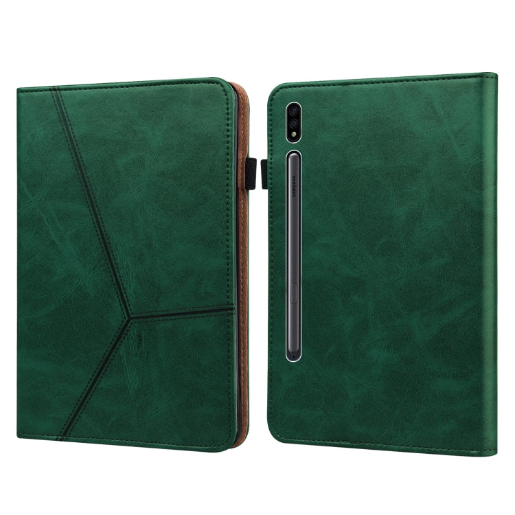 For Samsung Galaxy Tab S7+ T970 / S7 FE T730 Solid Color Embossed Striped Leather Tablet Case