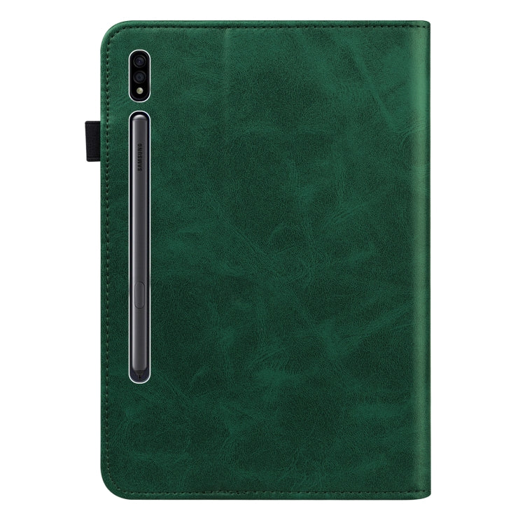 For Samsung Galaxy Tab S7+ T970 / S7 FE T730 Solid Color Embossed Striped Leather Tablet Case
