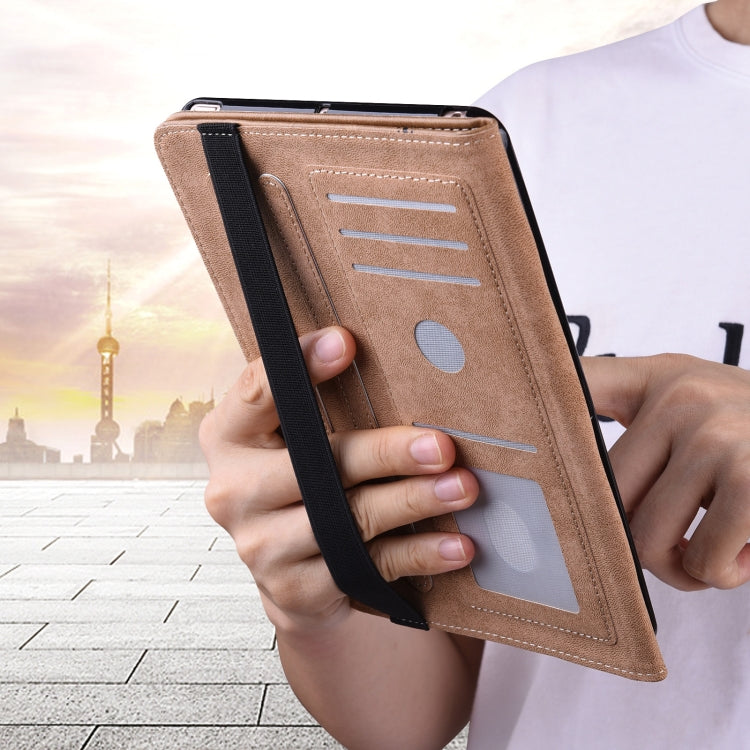 For Samsung Galaxy Tab S7+ T970 / S7 FE T730 Solid Color Embossed Striped Leather Tablet Case