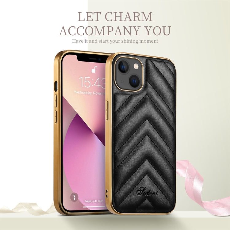 For iPhone 13 Pro D-03 PU Leather + TPU + PC + Electroplated Phone Case