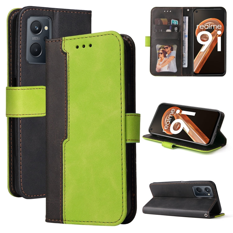 For OPPO Realme 9i/A36 4G/A76 4G Overseas Version Stitching-Color PU Leather Phone Case