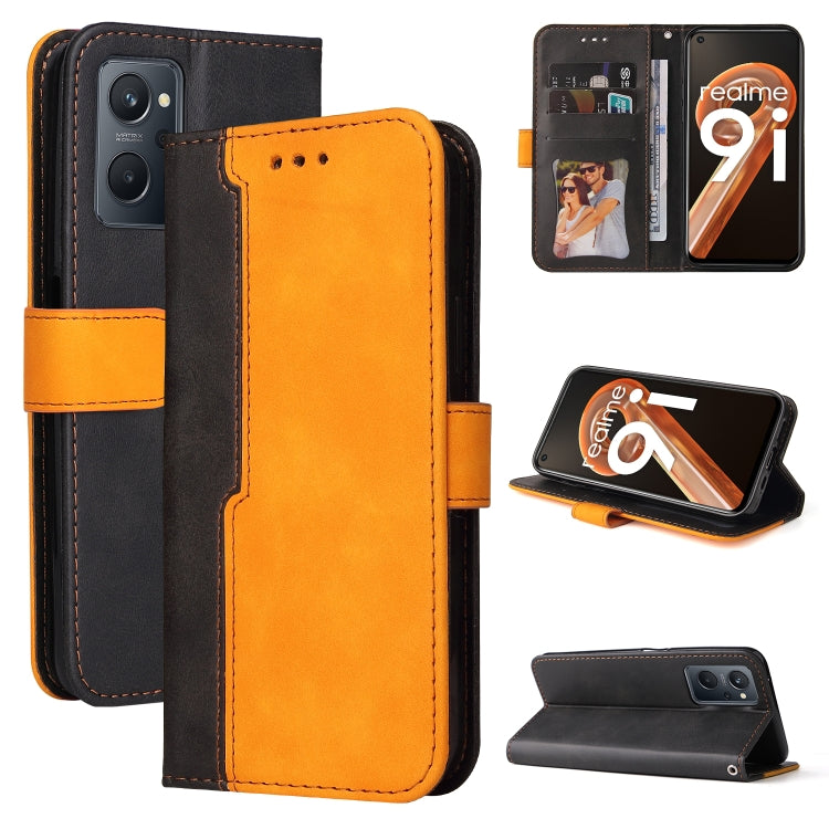 For OPPO Realme 9i/A36 4G/A76 4G Overseas Version Stitching-Color PU Leather Phone Case