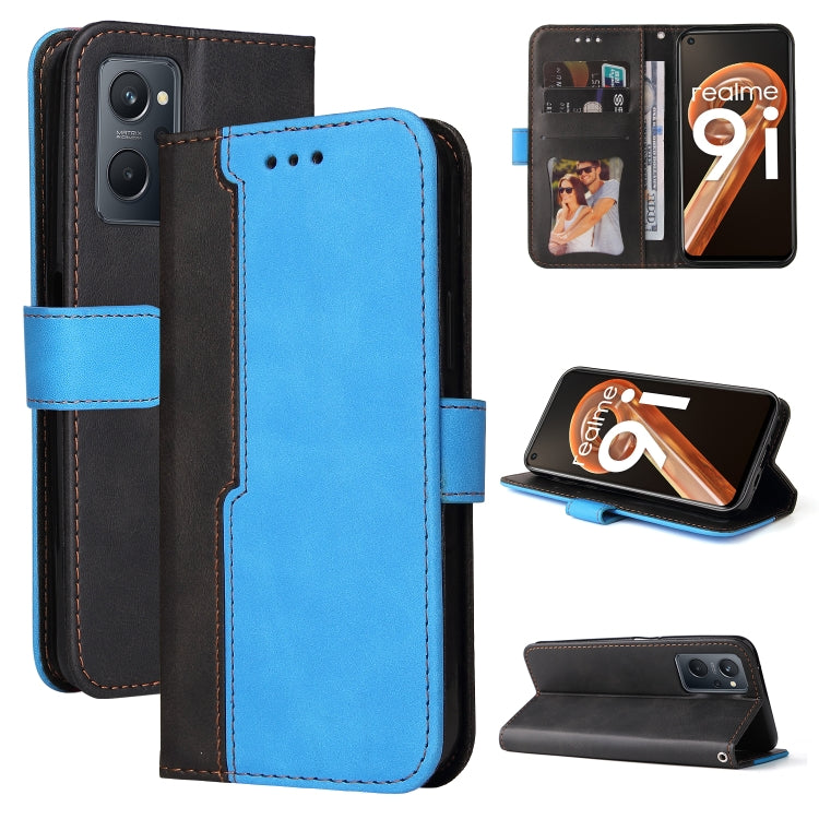 For OPPO Realme 9i/A36 4G/A76 4G Overseas Version Stitching-Color PU Leather Phone Case