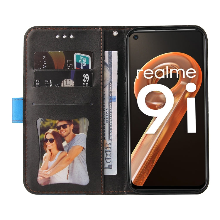 For OPPO Realme 9i/A36 4G/A76 4G Overseas Version Stitching-Color PU Leather Phone Case