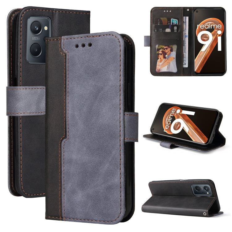 For OPPO Realme 9i/A36 4G/A76 4G Overseas Version Stitching-Color PU Leather Phone Case