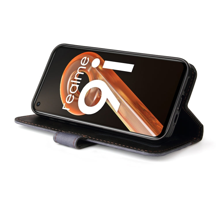 For OPPO Realme 9i/A36 4G/A76 4G Overseas Version Stitching-Color PU Leather Phone Case