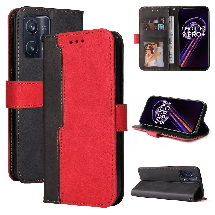 For OPPO Realme 9 Pro+ Stitching-Color PU Leather Phone Case