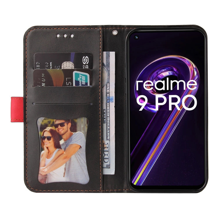 For OPPO Realme 9 Pro / V25 Stitching-Color PU Leather Phone Case