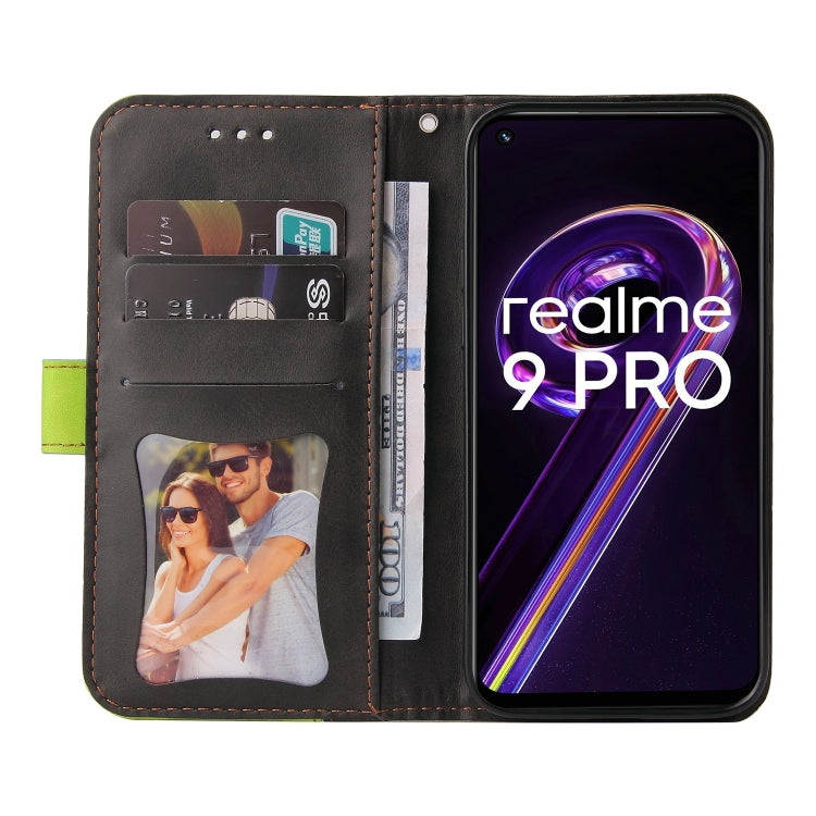 For OPPO Realme 9 Pro / V25 Stitching-Color PU Leather Phone Case