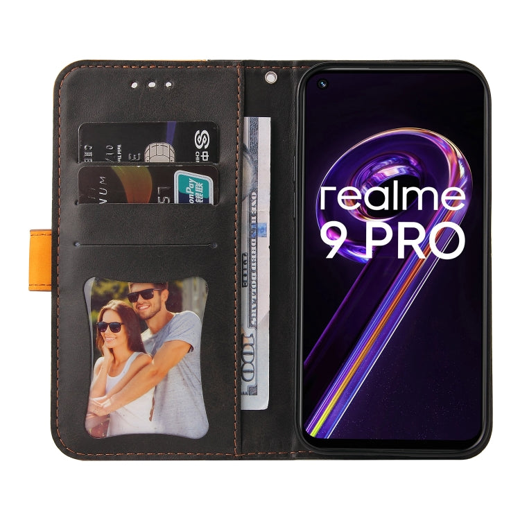 For OPPO Realme 9 Pro / V25 Stitching-Color PU Leather Phone Case
