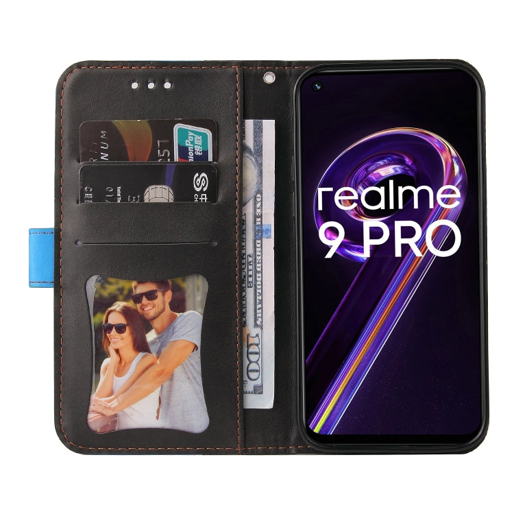 For OPPO Realme 9 Pro / V25 Stitching-Color PU Leather Phone Case