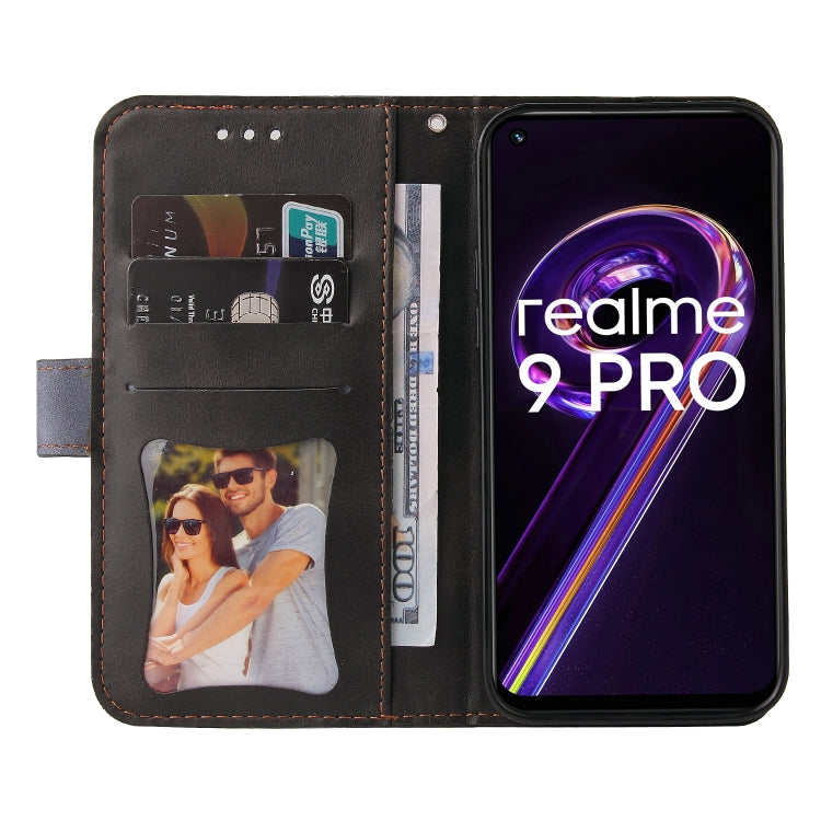 For OPPO Realme 9 Pro / V25 Stitching-Color PU Leather Phone Case
