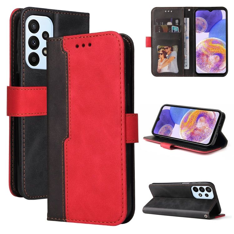 For Samsung Galaxy A23 / M23 / F23 Stitching-Color PU Leather Phone Case