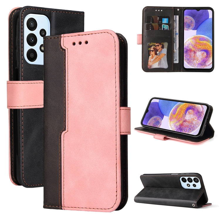 For Samsung Galaxy A23 / M23 / F23 Stitching-Color PU Leather Phone Case