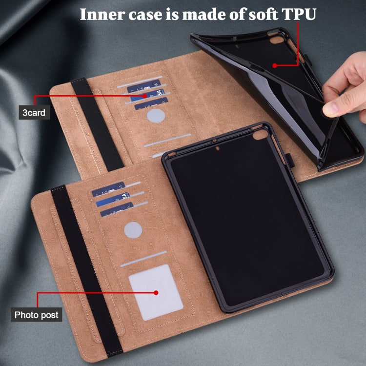 Solid Color Embossed Striped Smart Leather Case For iPad 5 / 6 / 7 / 8 2017