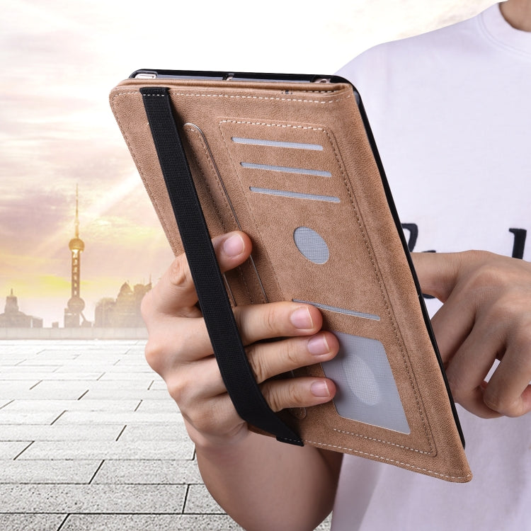 Solid Color Embossed Striped Smart Leather Case For iPad 5 / 6 / 7 / 8 2017