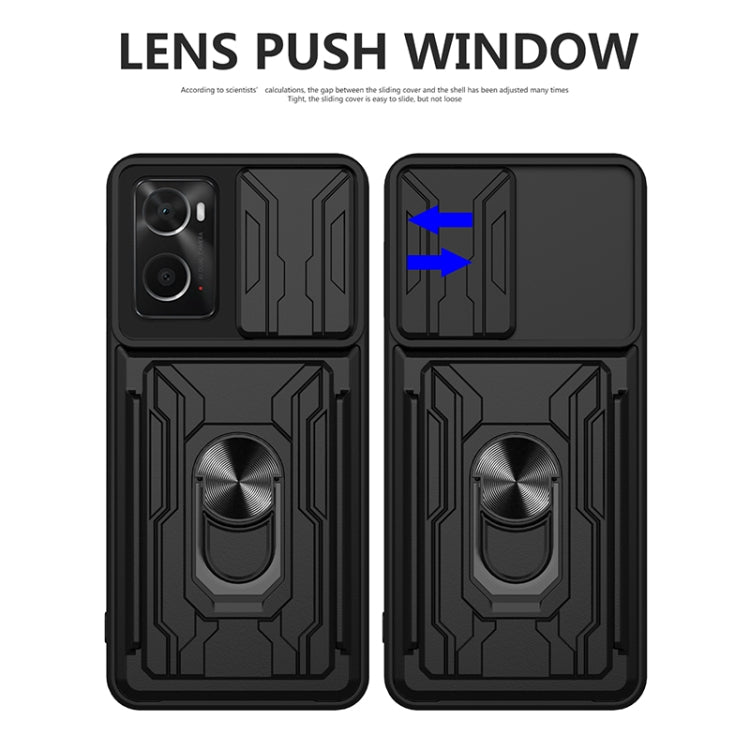 For OPPO Realme 9i / A36 / A76 Sliding Camshield Card Phone Case