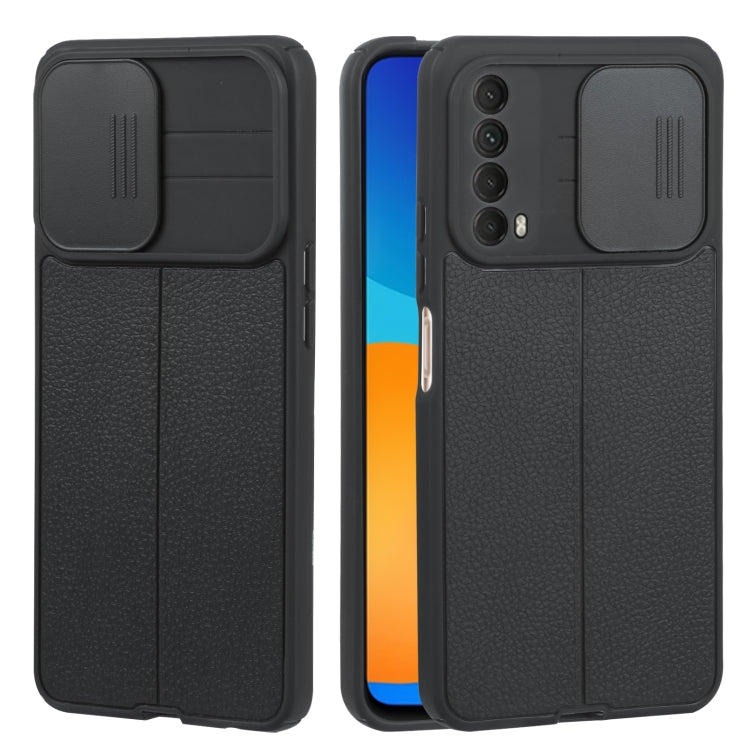 For Huawei Y7a / P Smart 2021 Litchi Texture Sliding Camshield TPU Phone Case