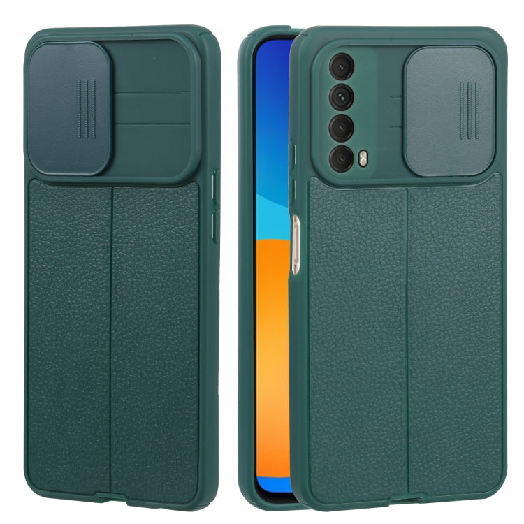 For Huawei Y7a / P Smart 2021 Litchi Texture Sliding Camshield TPU Phone Case