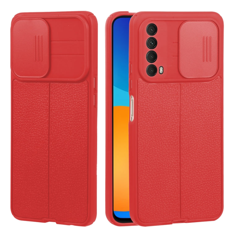For Huawei Y7a / P Smart 2021 Litchi Texture Sliding Camshield TPU Phone Case