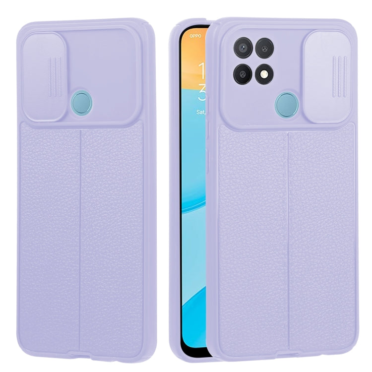 For OPPO A15 / A15s Litchi Texture Sliding Camshield TPU Phone Case
