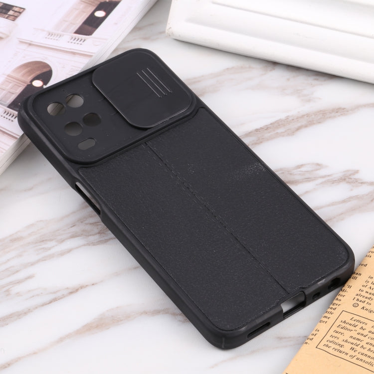 For OPPO A54 4G Litchi Texture Sliding Camshield TPU Phone Case