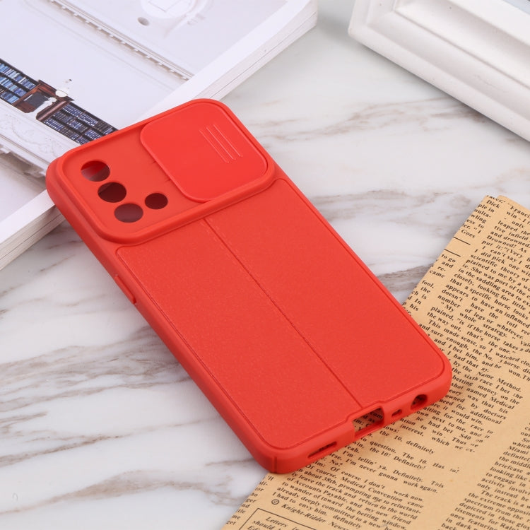 For OPPO A74 4G / F19 Litchi Texture Sliding Camshield TPU Phone Case