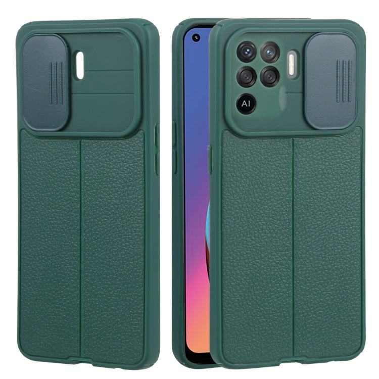 For OPPO A94 4G / Reno5 F / Reno5 Lite / F19 Litchi Texture Sliding Camshield TPU Phone Case