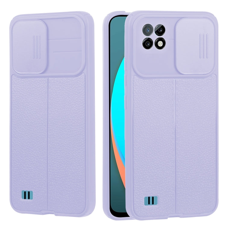 For OPPO Realme C11 / C20 Litchi Texture Sliding Camshield TPU Phone Case