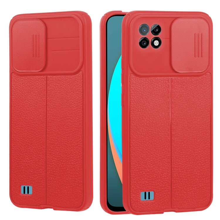For OPPO Realme C11 / C20 Litchi Texture Sliding Camshield TPU Phone Case