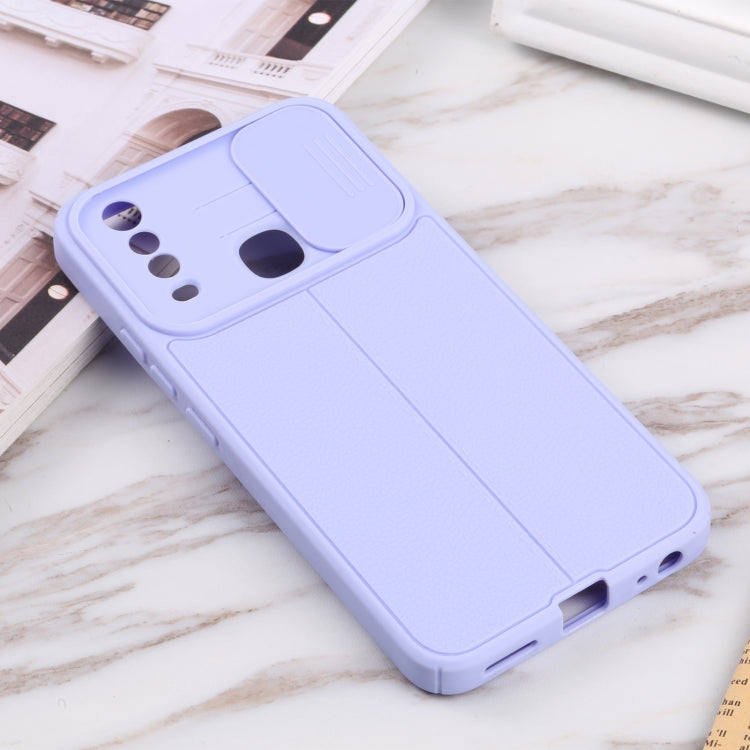 For vivo Y17 Litchi Texture Sliding Camshield TPU Phone Case