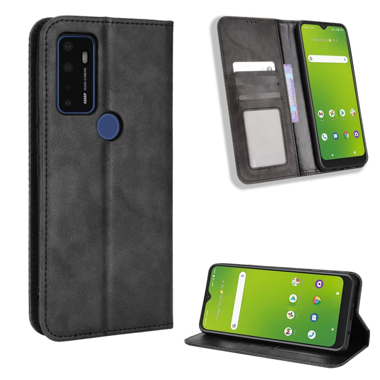 For Cricket Dream 5G / AT&T Radiant Max 5 Magnetic Buckle Retro Texture Leather Phone Case