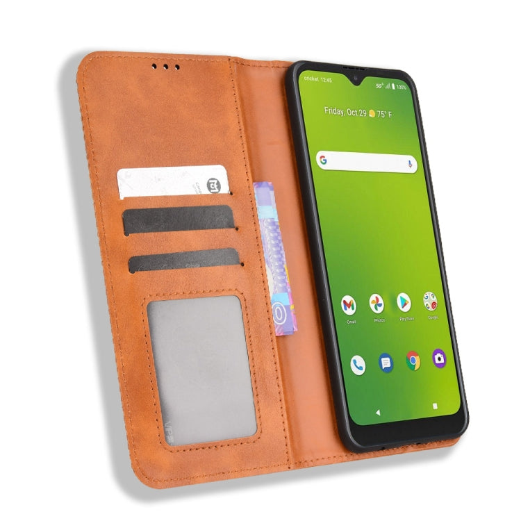 For Cricket Dream 5G / AT&T Radiant Max 5 Magnetic Buckle Retro Texture Leather Phone Case