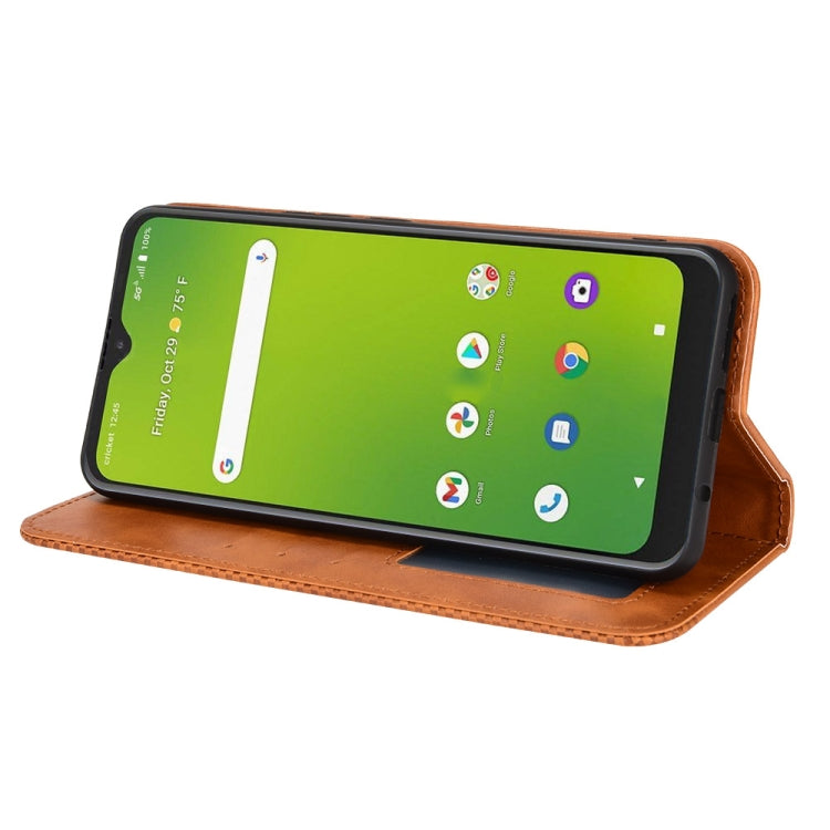 For Cricket Dream 5G / AT&T Radiant Max 5 Magnetic Buckle Retro Texture Leather Phone Case