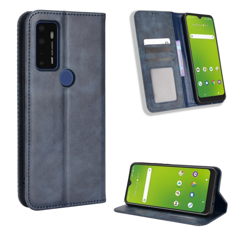 For Cricket Dream 5G / AT&T Radiant Max 5 Magnetic Buckle Retro Texture Leather Phone Case