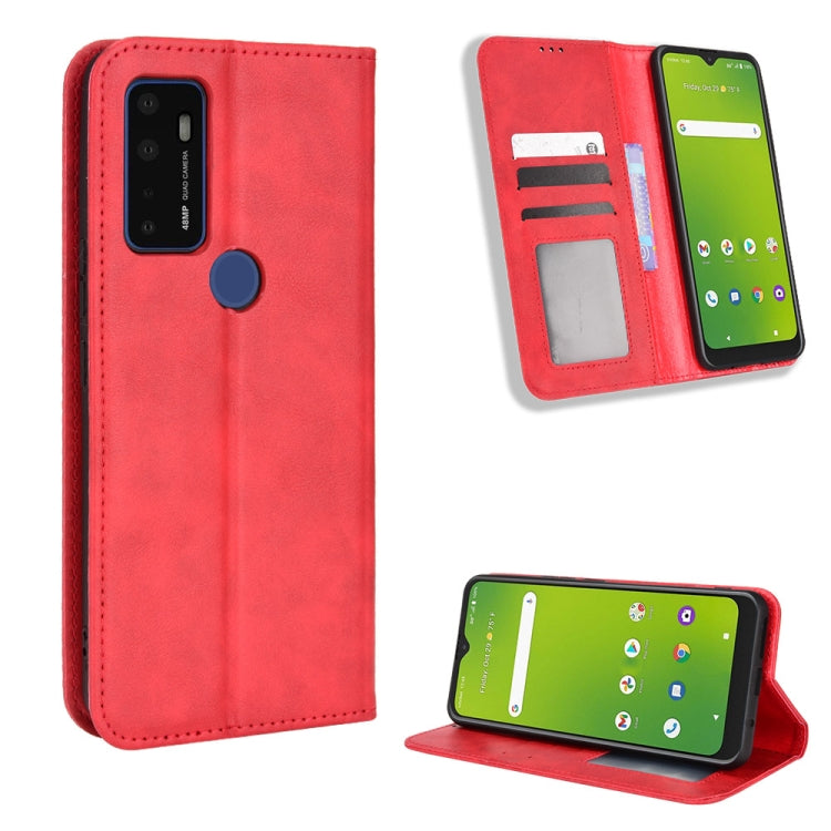 For Cricket Dream 5G / AT&T Radiant Max 5 Magnetic Buckle Retro Texture Leather Phone Case