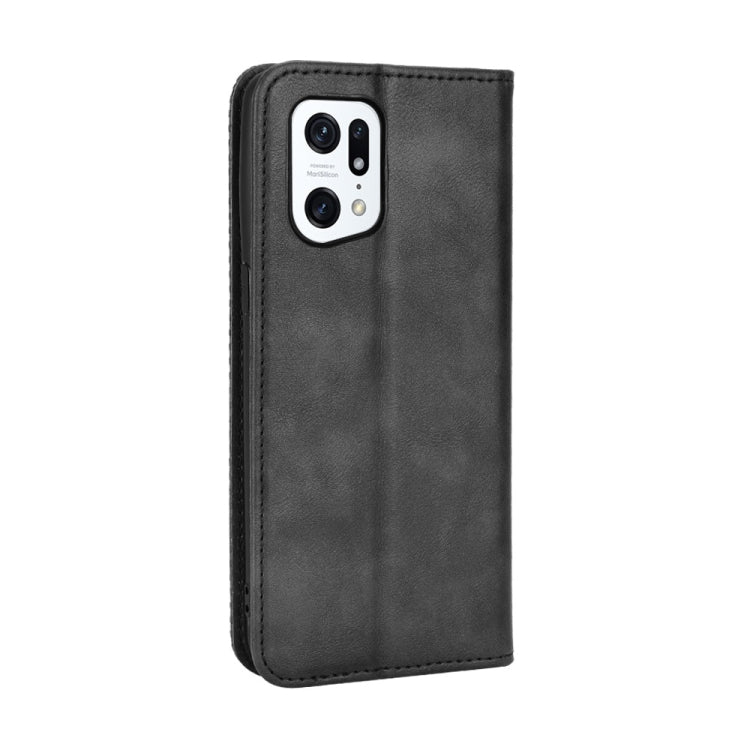 For OPPO Find X5 Pro Magnetic Buckle Retro Texture Leather Phone Case