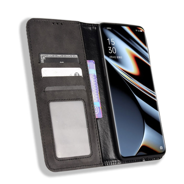 For OPPO Find X5 Pro Magnetic Buckle Retro Texture Leather Phone Case