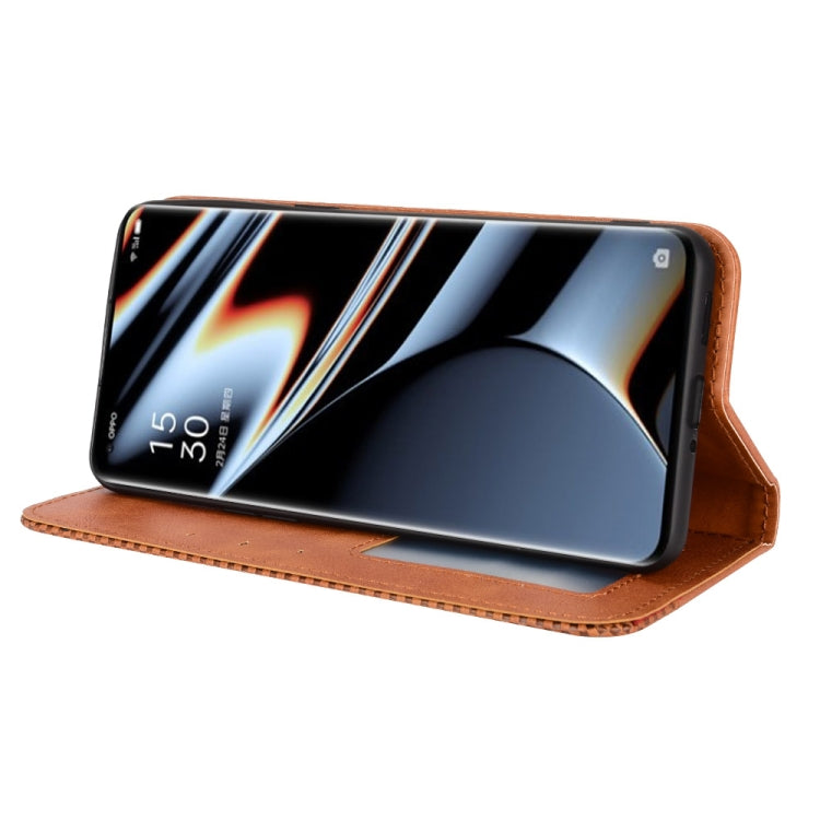 For OPPO Find X5 Pro Magnetic Buckle Retro Texture Leather Phone Case