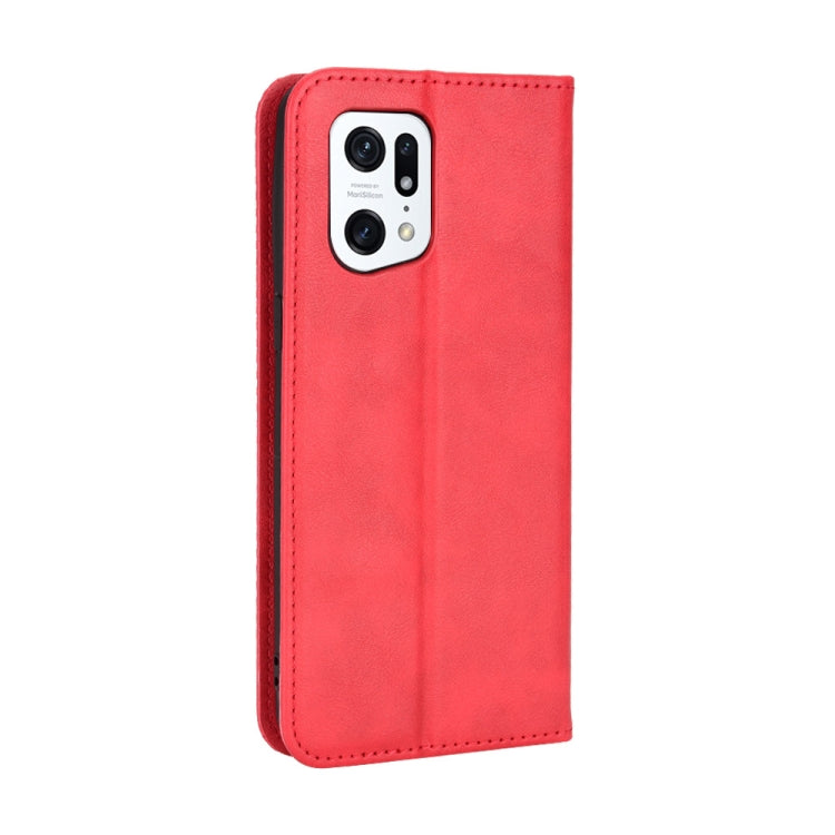 For OPPO Find X5 Pro Magnetic Buckle Retro Texture Leather Phone Case