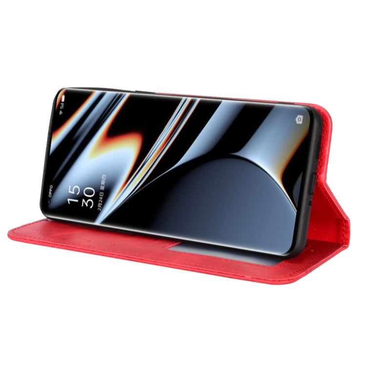 For OPPO Find X5 Pro Magnetic Buckle Retro Texture Leather Phone Case