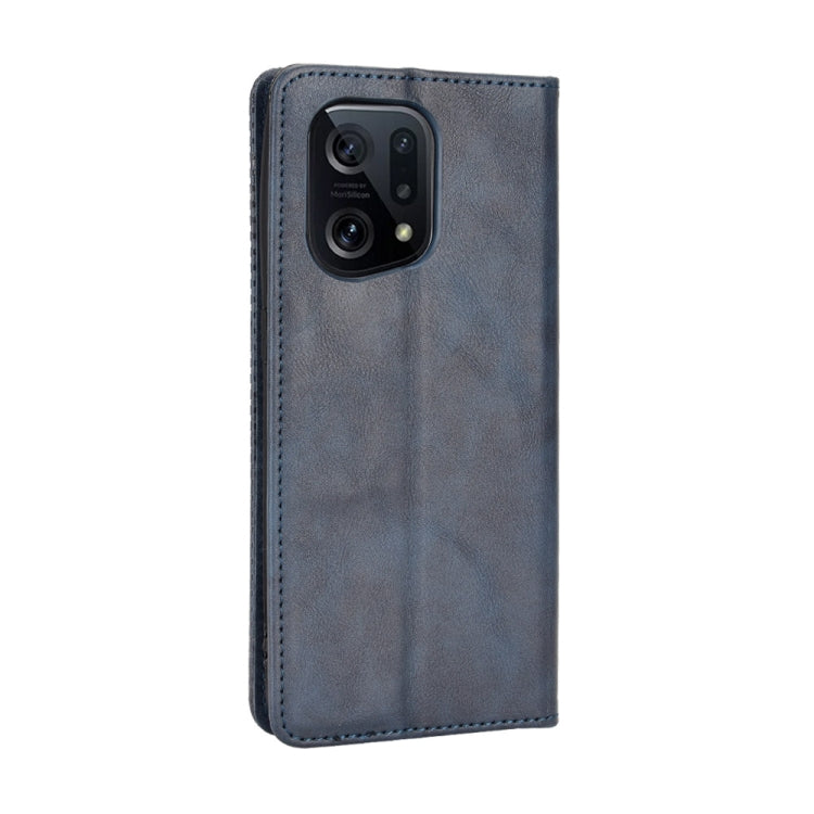 For OPPO Find X5 Magnetic Buckle Retro Texture Leather Phone Case